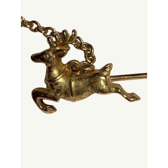 Vintage Avon Gold-Tone Reindeer & Sleigh Brooch Pin Holiday Jewelry Retro Christ - Picture 12 of 12